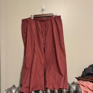 Ellos Linen Blend Wide Leg Pants Women S24 Neutral Rust Drawstring Elastic Waist